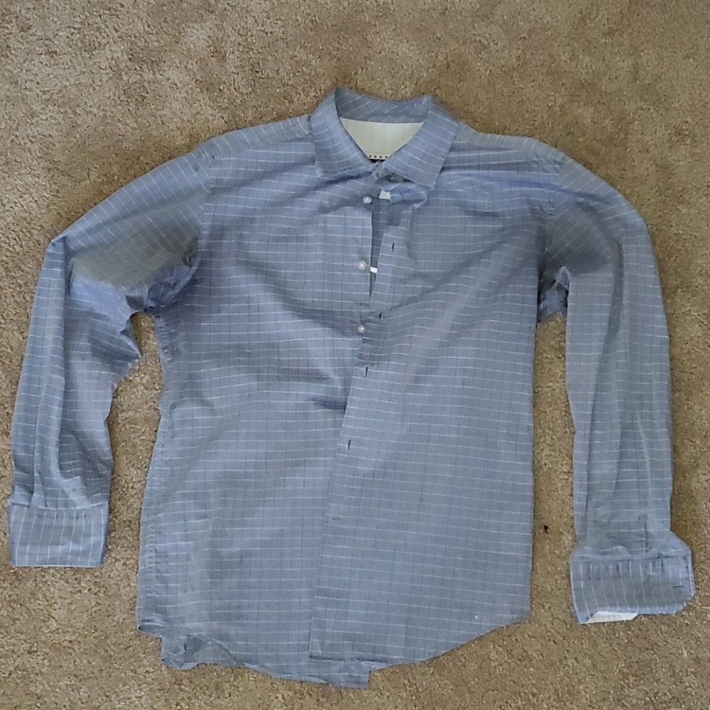 Blue slog sleeve button down
